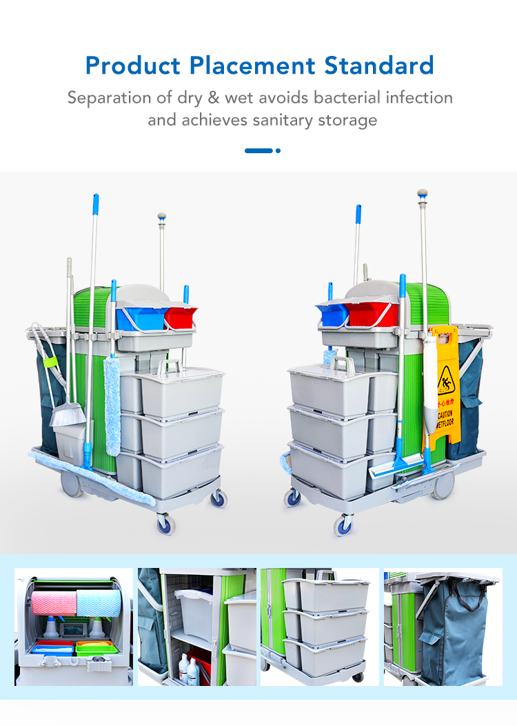 CT Flat Mopping Roll Top Cabinet Trolley - Cleanic Cleaning Equipment